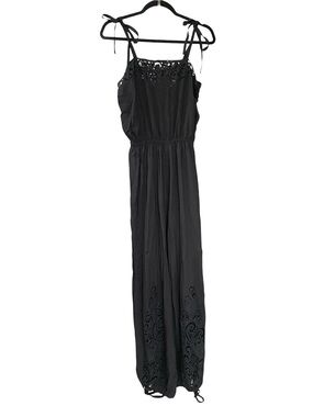 ULUWATU Black Tie-Shoulder Crochet Trim Jumpsuit M